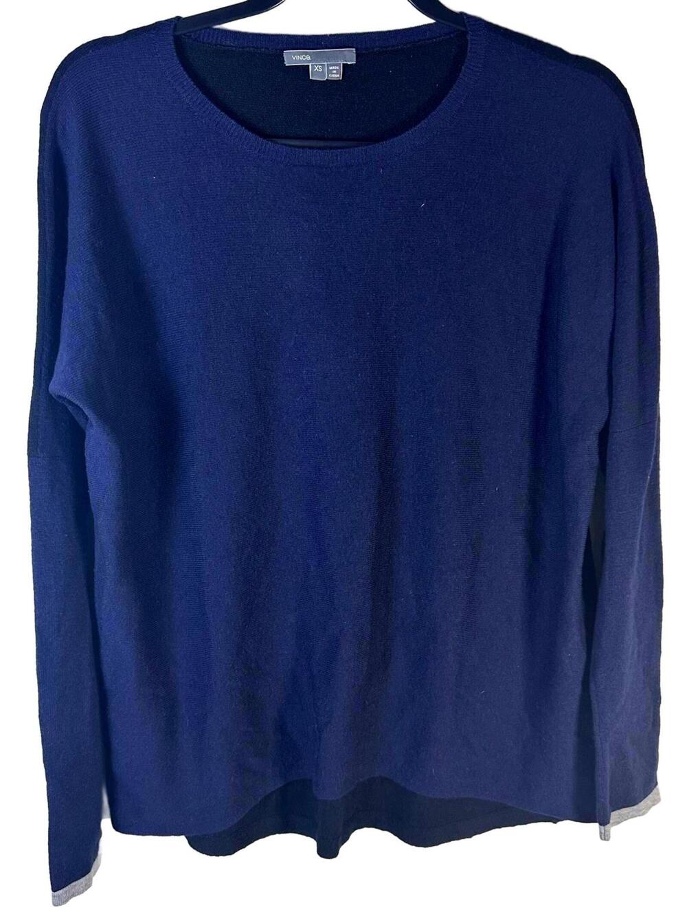 Vince men’s Xs women’s s/m Navy Blue Knit crewneck Colorblock Wool Cashmere